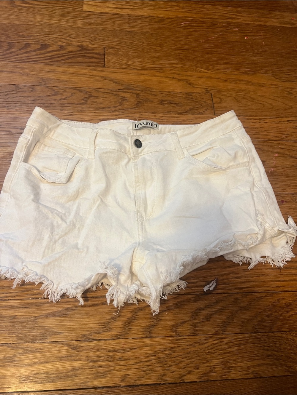 White Frayed Hem Denim Shorts